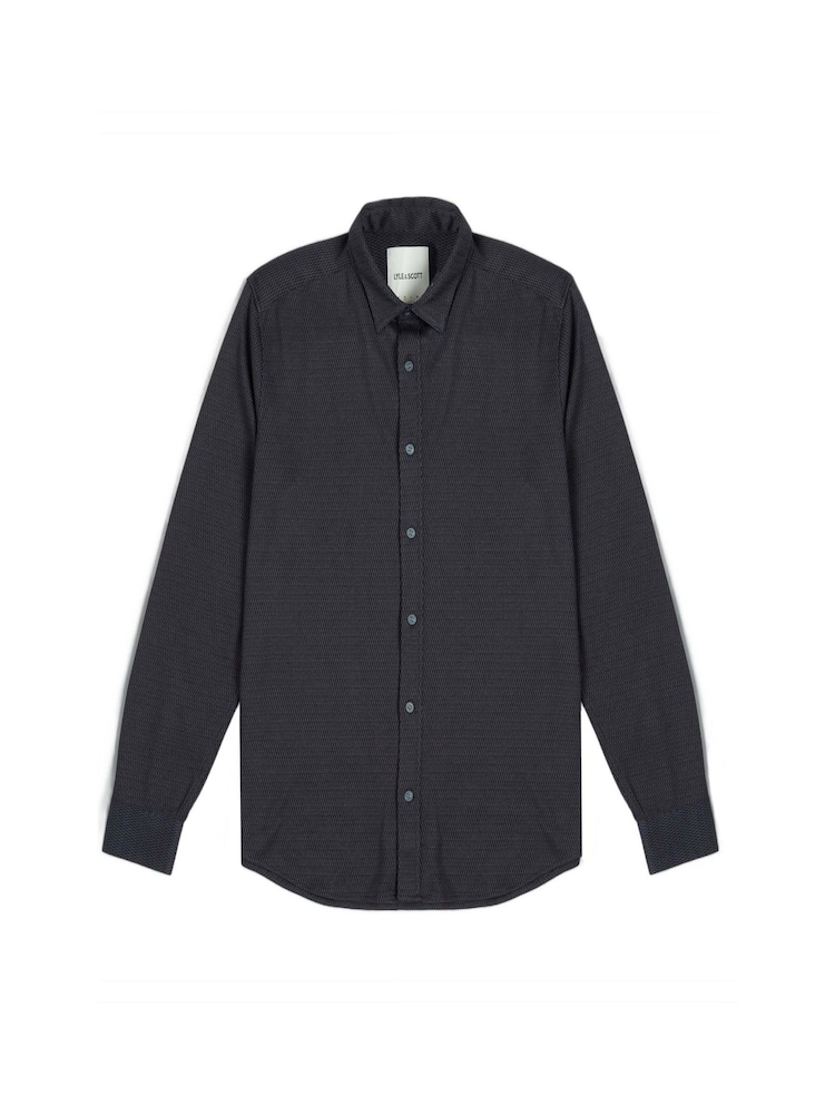 Lyle & Scott Blue Jacquard Interlock Shirt - Image 5 of 5
