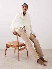 Mint Velvet White Fringed Triangle Shawl - Image 2 of 6