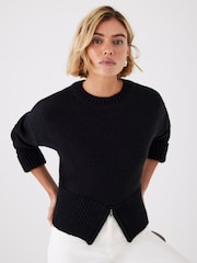 Mint Velvet Black Knit Zip Detail Jumper - Image 6 of 8