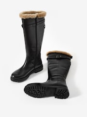 Mint Velvet Black Kara  Leather Faux Fur Boots - Image 3 of 5