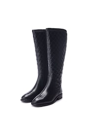 Moda in Pelle Black Sinclair Elastic Back Quilted Long Boots - Image 2 of 4