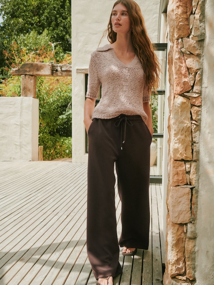 Chocolate Brown N. Premium Wide Leg Joggers - Image 1 of 8 Chocolate Brown N. Premium Wide Leg Joggers - Image 1 of 8