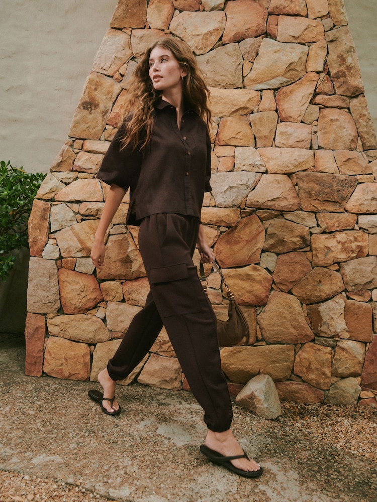 Chocolate Brown N. Premium Cargo Pocket Cuffed Joggers - Image 1 of 8