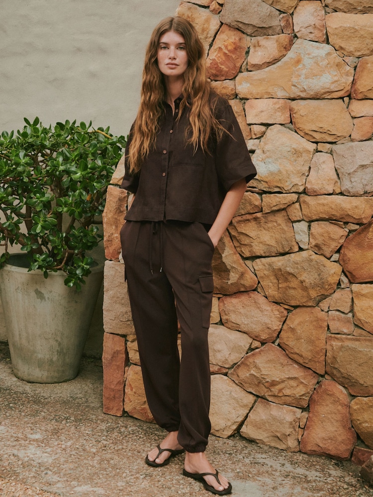 Chocolate Brown N. Premium Cargo Pocket Cuffed Joggers - Image 2 of 8