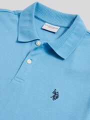 U.S. Polo Assn Light Blue Vertical Texture Polo Shirt - Image 3 of 3