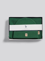 U.S. Polo Assn Green Luxury Rib Knit Beanie & Scarf Set - Image 2 of 3