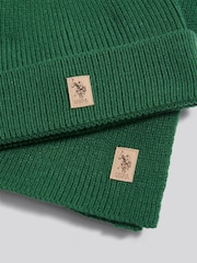 U.S. Polo Assn Green Luxury Rib Knit Beanie & Scarf Set - Image 3 of 3