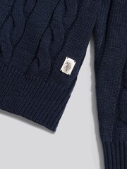 U.S. Polo Assn Blue Half Cardigan Stitch Knit Cardigan - Image 3 of 3