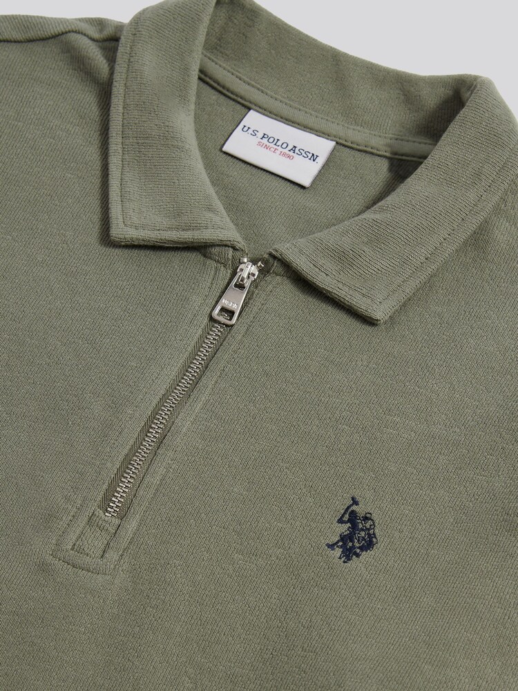 U.S. Polo Assn Green Flat Pile Long Sleeve Polo Shirt - Image 3 of 3