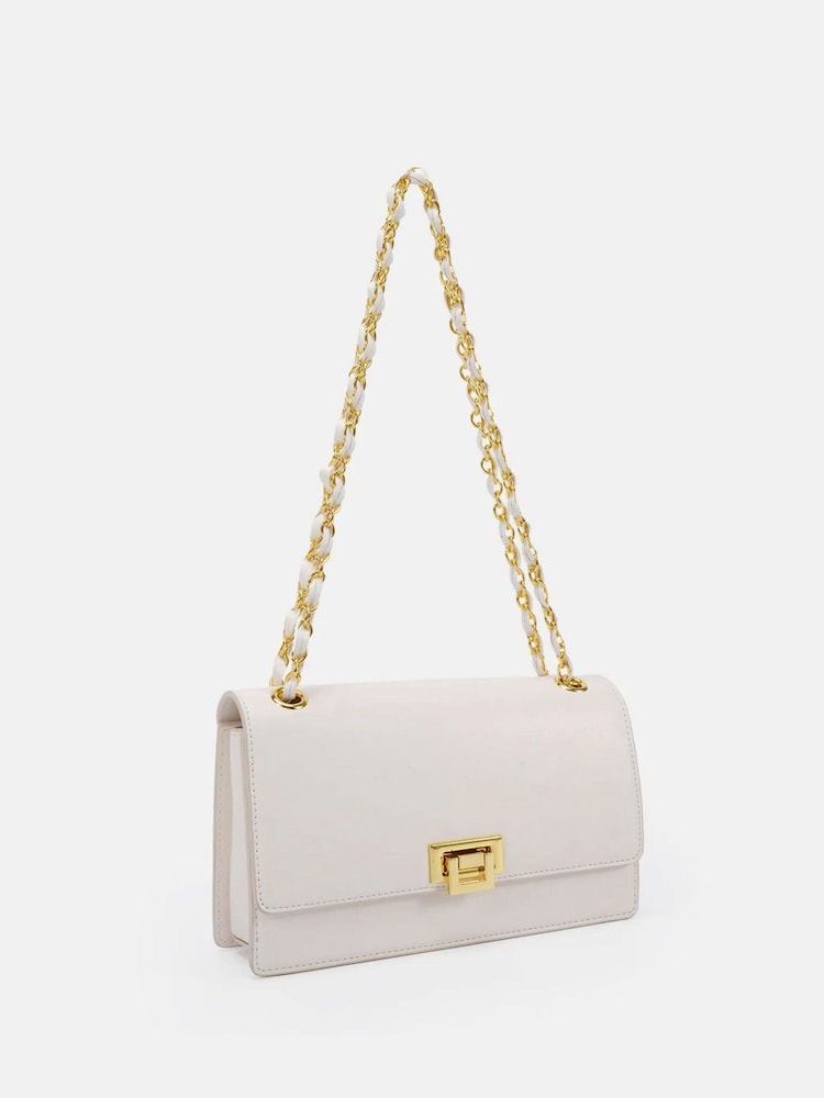 Novo White Apprehend Chain Flap Medium Shoulder Bag - Image 1 of 4 Novo White Apprehend Chain Flap Medium Shoulder Bag - Image 1 of 4