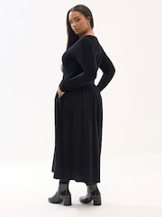 Negro - Yours Curve Long Sleeve Peplum Midaxi Dress - Imagen 3 de 5