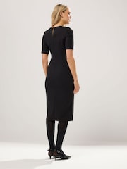 Long Tall Sally Black Scuba Button Tab Midi Dress - Image 3 of 5