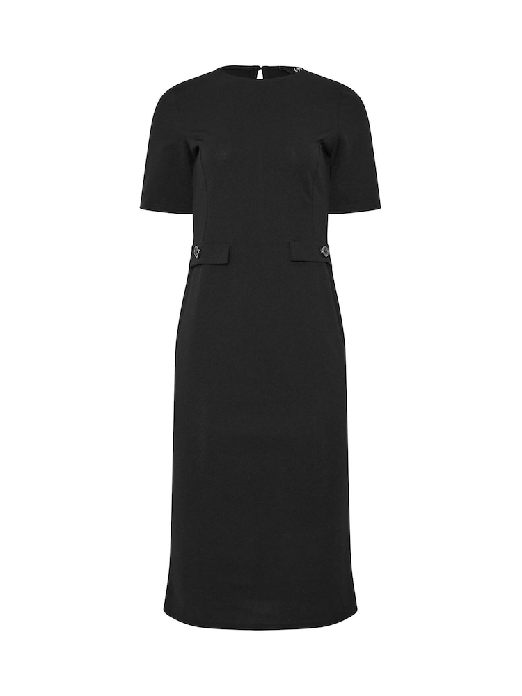 Long Tall Sally Black Scuba Button Tab Midi Dress - Image 5 of 5 Long Tall Sally Black Scuba Button Tab Midi Dress - Image 5 of 5