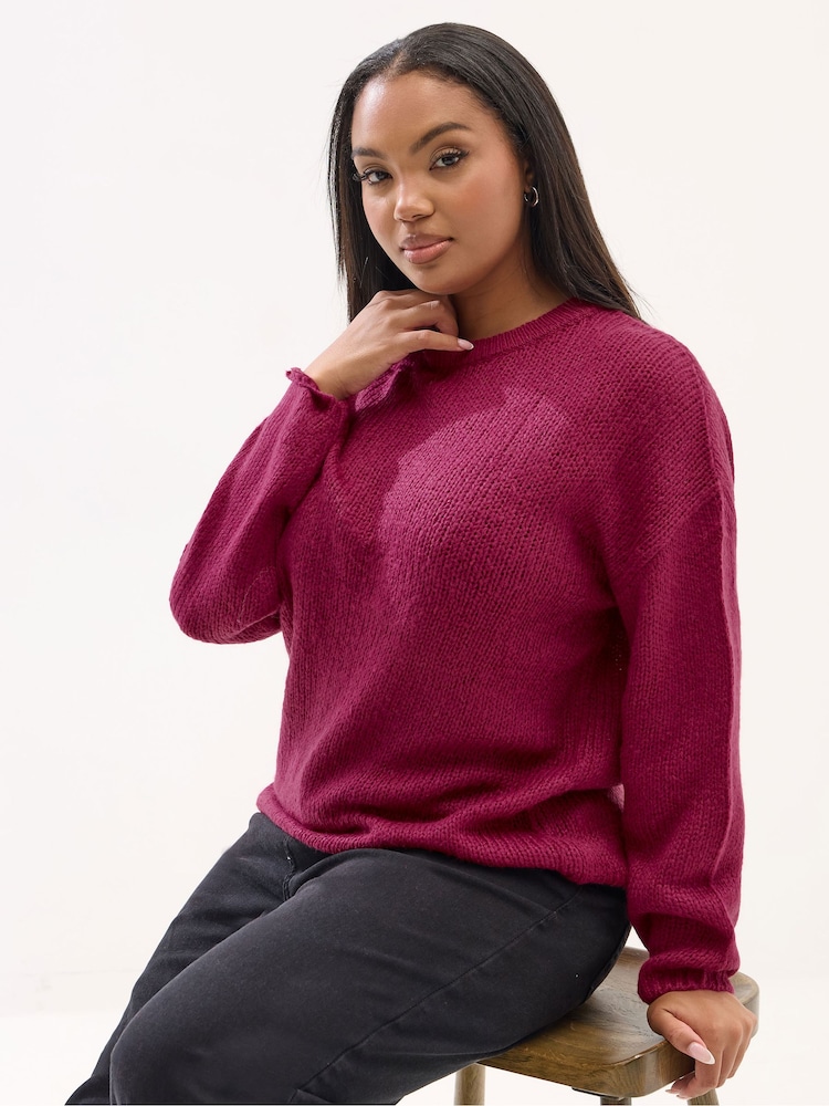 Yours Curve Pink Lofty Yarn Jumper - Image 1 of 5 Yours Curve Pink Lofty Yarn Jumper - Image 1 of 5