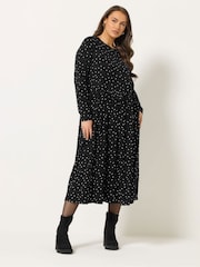 Negro cromo - Yours Curve Long Sleeve Peplum Midaxi Dress - Imagen 1 de 5