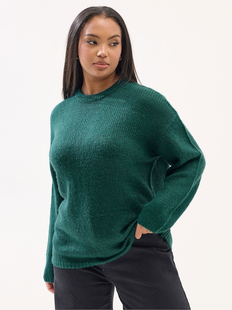 Yours Curve Green Lofty Yarn Jumper - Image 1 of 5 Yours Curve Green Lofty Yarn Jumper - Image 1 of 5