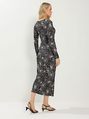 Long Tall Sally Black Floral Long Sleeve Buckle Midaxi Dress - Image 3 of 5