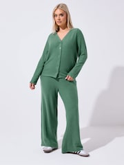 Yours Curve Green Limited Button Cardigan - Image 2 of 5