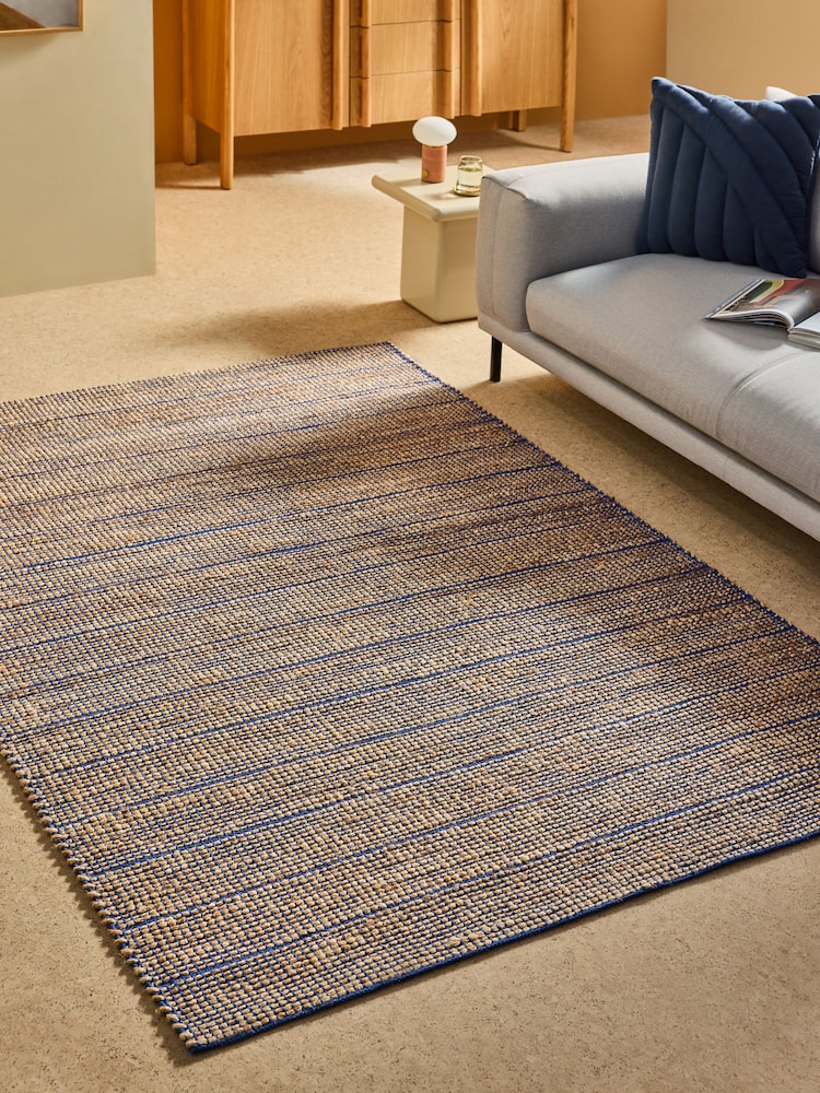 MADE.COM Blue Hurley Woven Jute Rug - Image 2 of 6 MADE.COM Blue Hurley Woven Jute Rug - Image 2 of 6