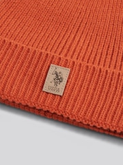 U.S. Polo Assn. Orange Signature Double Horsemen Knit Beanie - Image 5 of 5