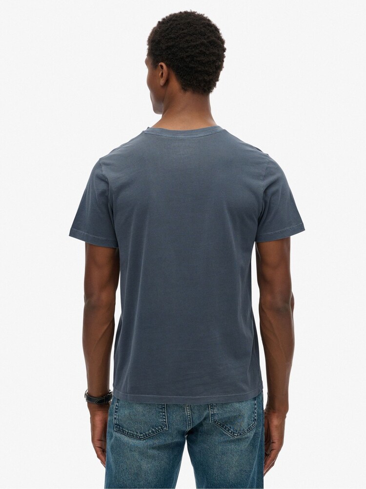 Superdry Blue Classic Essential Pocket T-Shirt - Image 2 of 7 Superdry Blue Classic Essential Pocket T-Shirt - Image 2 of 7