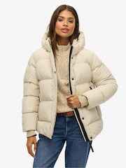 Superdry Nude Hooded 5 Baffle Sports Puffer Jacket - Image 1 of 8