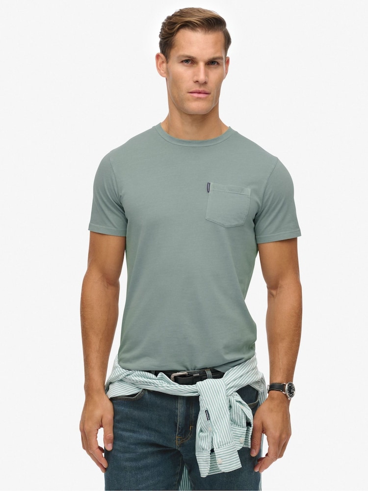Superdry Green Classic Essential Pocket T-Shirt - Image 1 of 6 Superdry Green Classic Essential Pocket T-Shirt - Image 1 of 6