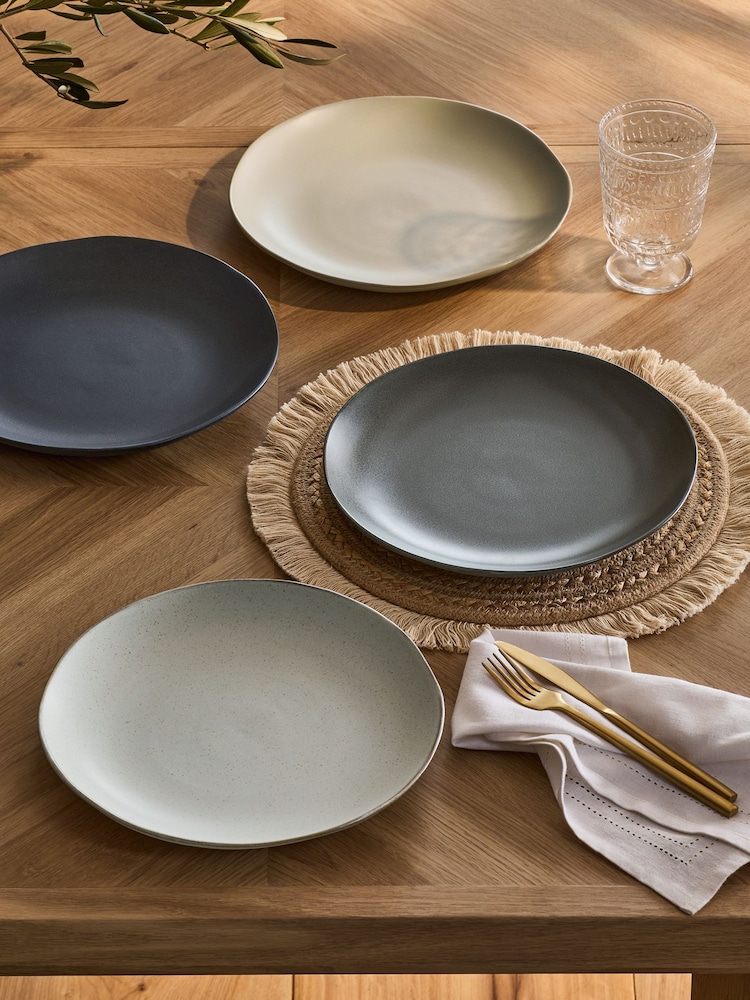 Set of 4 Grey Scandi Dinner Plates - Image 1 of 3