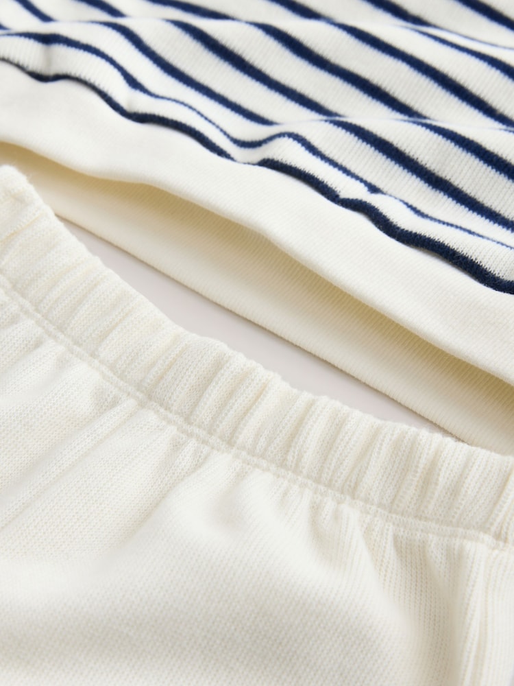 Ecru/Navy Stripe - Long Sleeve Top and Wide Leg Joggers Set (3mths-7yrs) - Image 5 of 5