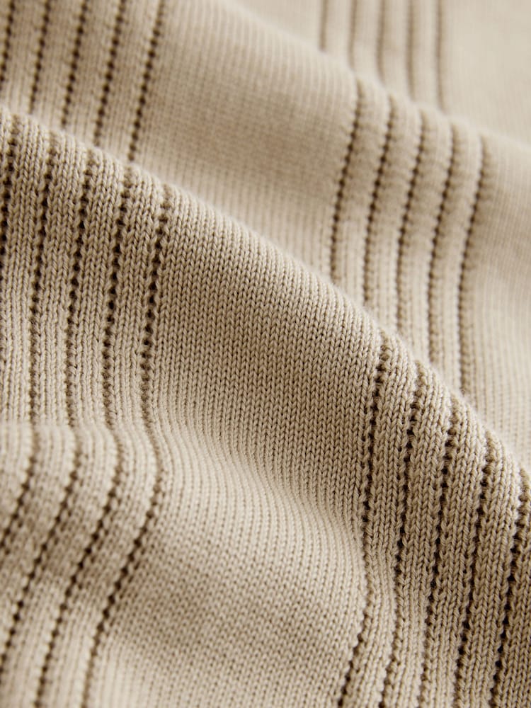 Neutral Slim Fit Cotton Rich Pointelle Knit Polo Shirt - Image 8 of 8 Neutral Slim Fit Cotton Rich Pointelle Knit Polo Shirt - Image 8 of 8