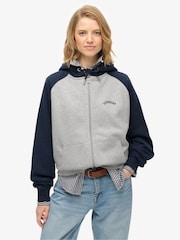 Superdry Grey Essential Logo Raglan Zip Hoodie - Image 1 of 7