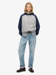 Superdry Grey Essential Logo Raglan Zip Hoodie - Image 3 of 7