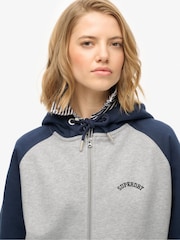 Superdry Grey Essential Logo Raglan Zip Hoodie - Image 4 of 7
