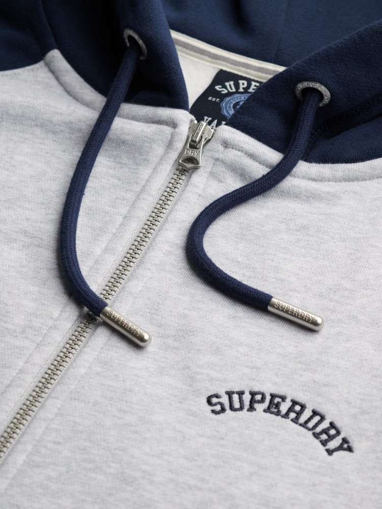 Superdry Grey Essential Logo Raglan Zip Hoodie - Image 7 of 7
