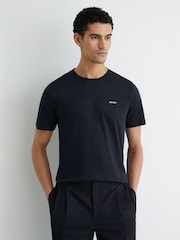 Reiss Navy Selby Cotton Logo Crew-Neck T-shirt - Image 1 of 6