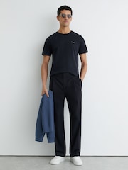 Reiss Navy Selby Cotton Logo Crew-Neck T-shirt - Image 3 of 6