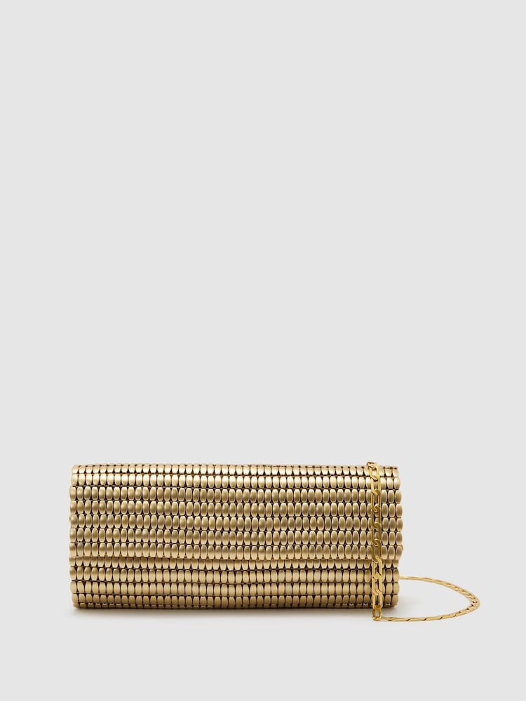Reiss Gold Rosa Beaded Clutch Bag - Image 1 of 5