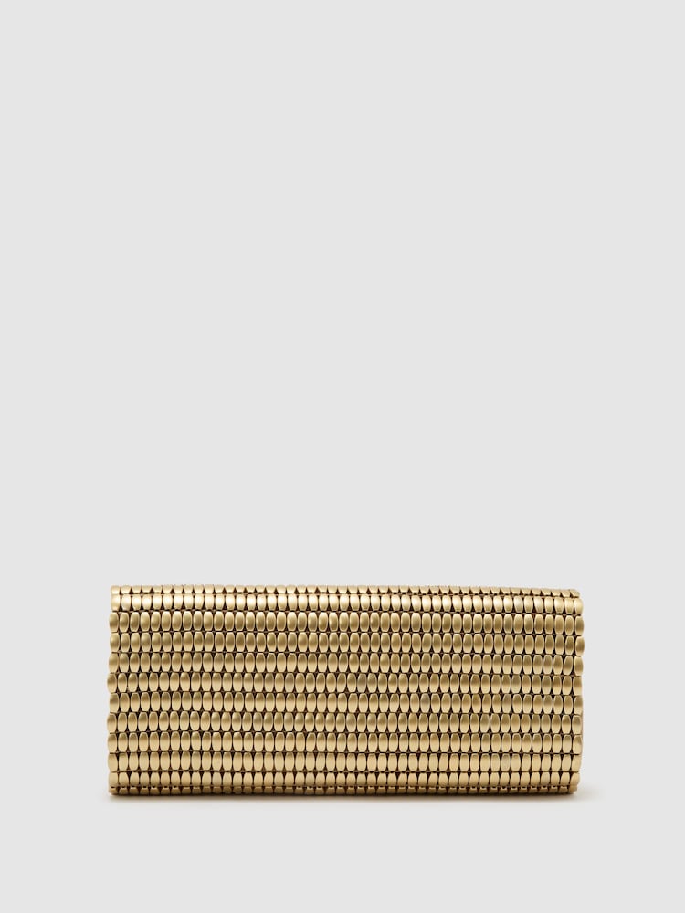 Reiss Gold Rosa Beaded Clutch Bag - Image 2 of 5