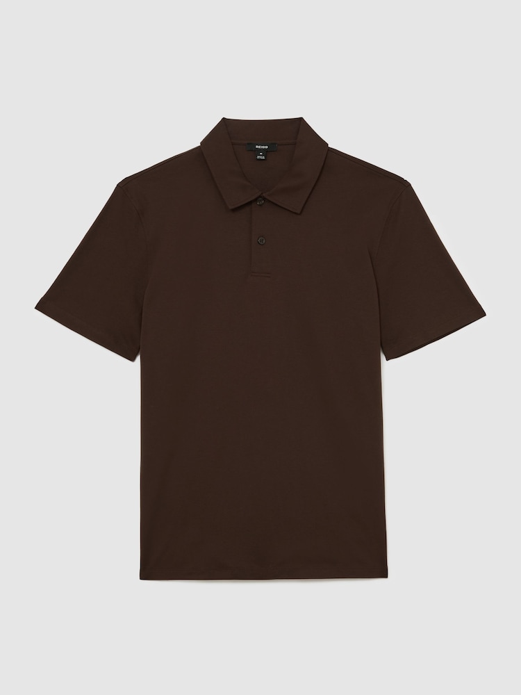 Reiss Brown Earl Air-Water Cotton Polo Shirt - Image 2 of 6