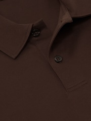 Reiss Brown Earl Air-Water Cotton Polo Shirt - Image 6 of 6