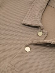 Reiss Camel Brown Kennedy Textured Half-Button Polo Shirt - Image 7 of 7