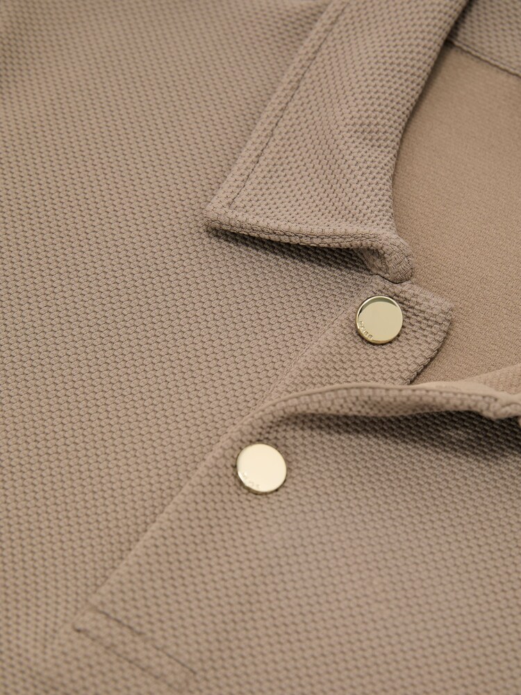 Reiss Camel Brown Kennedy Textured Half-Button Polo Shirt - Image 7 of 7
