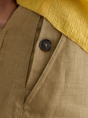 Reiss Light Khaki Green Ashby Linen Wide-Leg Trousers - Image 4 of 7