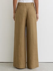 Reiss Light Khaki Green Ashby Linen Wide-Leg Trousers - Image 5 of 7