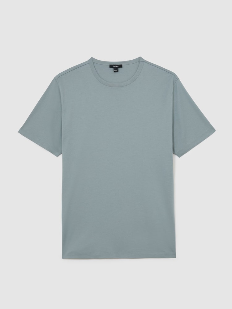 Reiss Steel Blue Count Air-Water Cotton Tailored-Fit T-Shirt - Image 2 of 6 Reiss Steel Blue Count Air-Water Cotton Tailored-Fit T-Shirt - Image 2 of 6