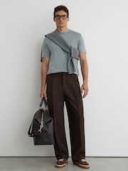 Reiss Steel Blue Count Air-Water Cotton Tailored-Fit T-Shirt - Image 3 of 6