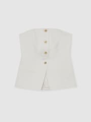 Reiss Ivory Riley Cotton Strapless Button Waistcoat - Image 2 of 6