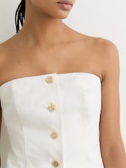 Reiss Ivory Riley Cotton Strapless Button Waistcoat - Image 4 of 6