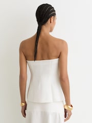 Reiss Ivory Riley Cotton Strapless Button Waistcoat - Image 5 of 6
