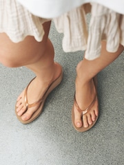 Camel Wedge Flip Flops - Image 2 of 9